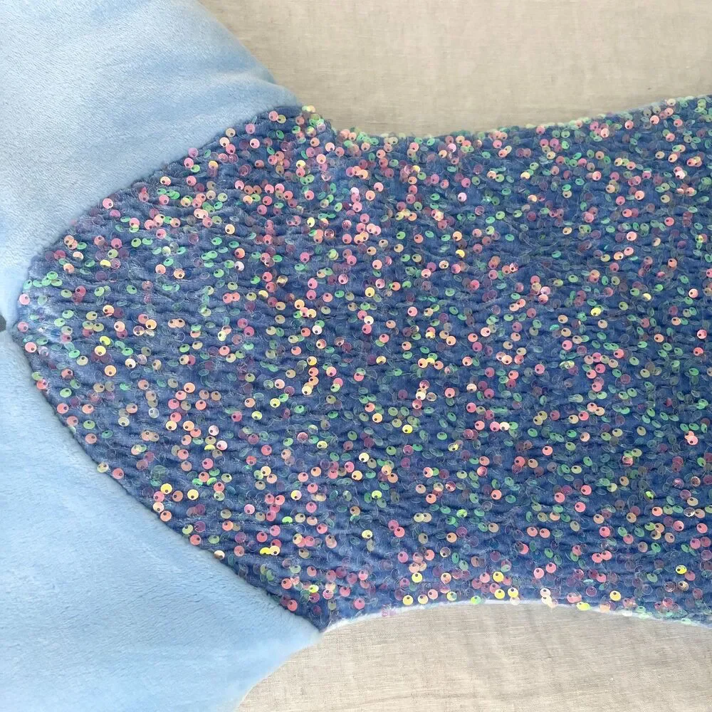 Mermaid Tail Blanket Plushy Light Blue Sequins Size Large 22